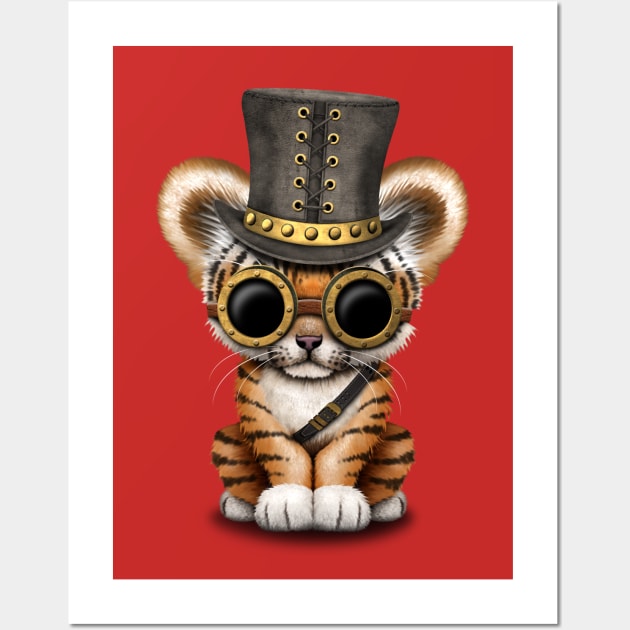 Steampunk Baby Tiger Cub Wall Art by jeffbartels